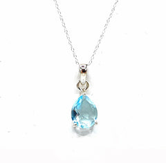 Sky Blue Topaz Sterling Silver Necklace - November Birthstone Necklace