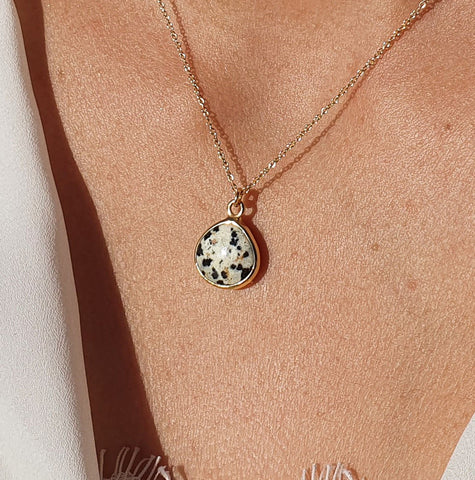 Harfi | Dalmatian Jasper Necklace - March Birthstone Necklace