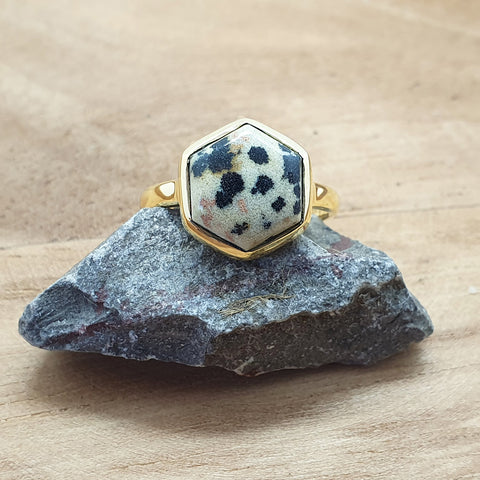 Harfi | Dalmatian Jasper Ring - March Birthstone Ring