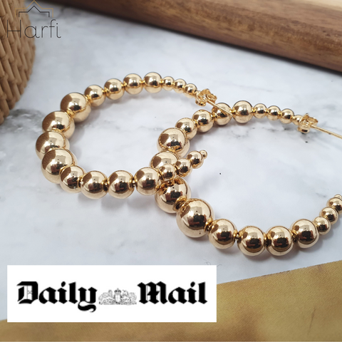 Coco Gold Beaded Hoops | Harfi