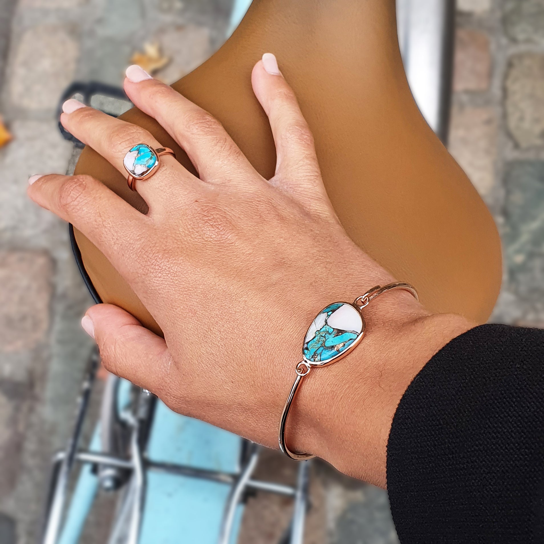 Opal & Copper Turquoise Ring & Bracelet