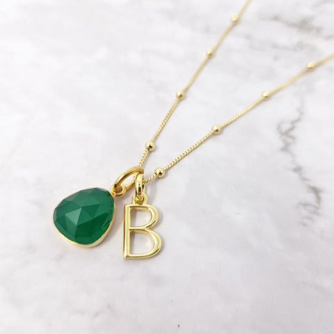 Green Onyx May Birthstone Necklace