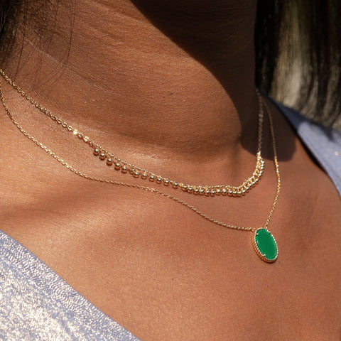 Green Onyx May Birthstone Necklace