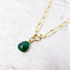 Green Onyx May Birthstone Necklace