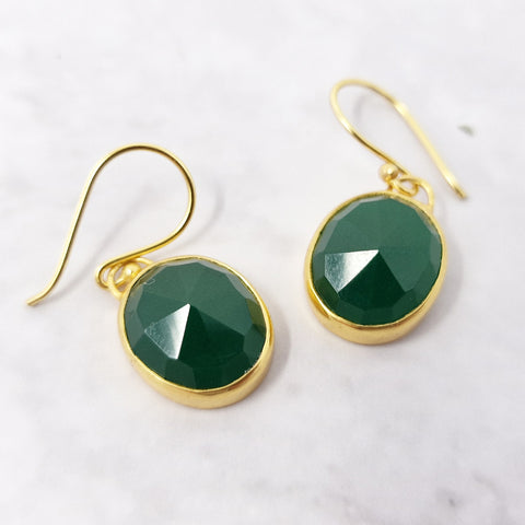 Green Onyx May Birthstone Earrings