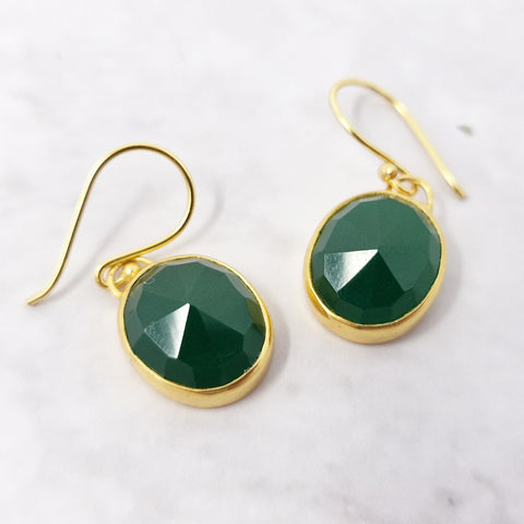Green Onyx Birthstone Earrings