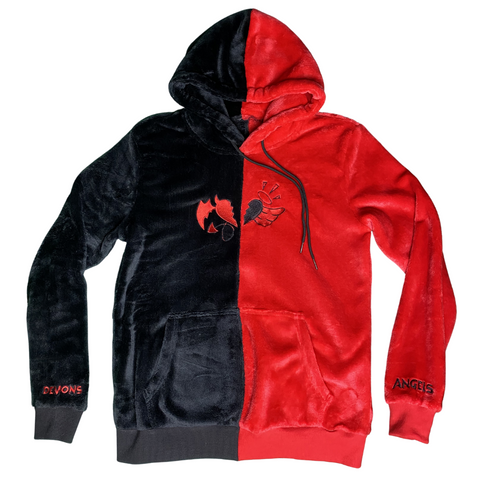 angel and devil hoodie red and black