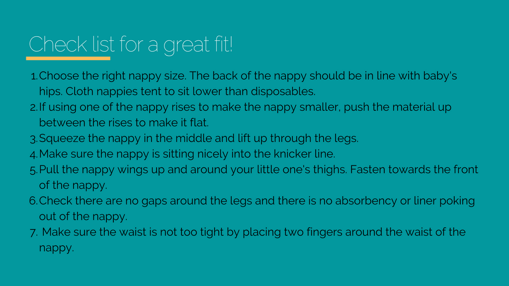 Steps on how to get a great fit with a reusable cloth nappy