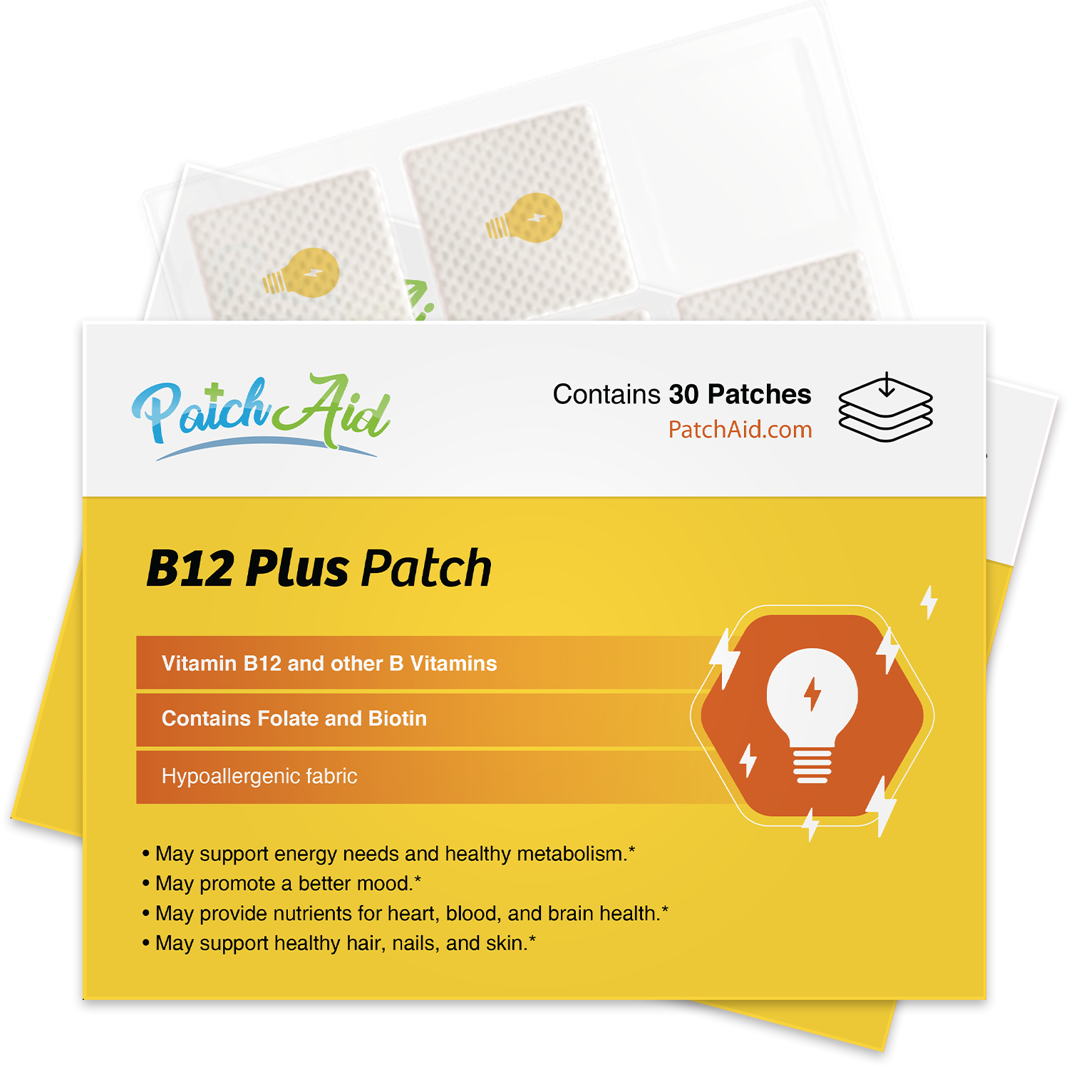 B12 Energy Plus Vitamin Patch - Energy & Mood Support: 1-Pack