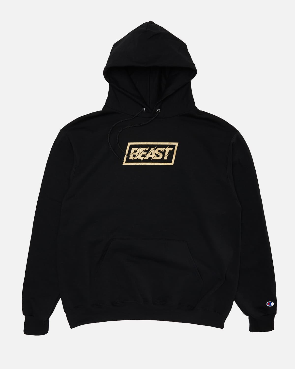 gold and white champion hoodie