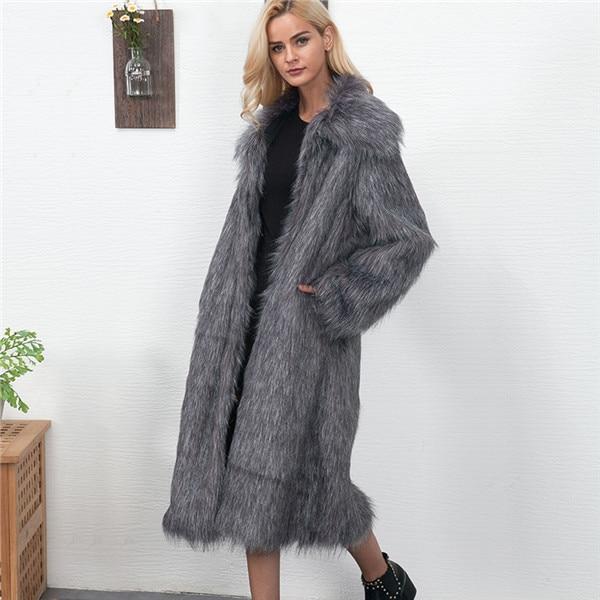 long faux fur coat with hood