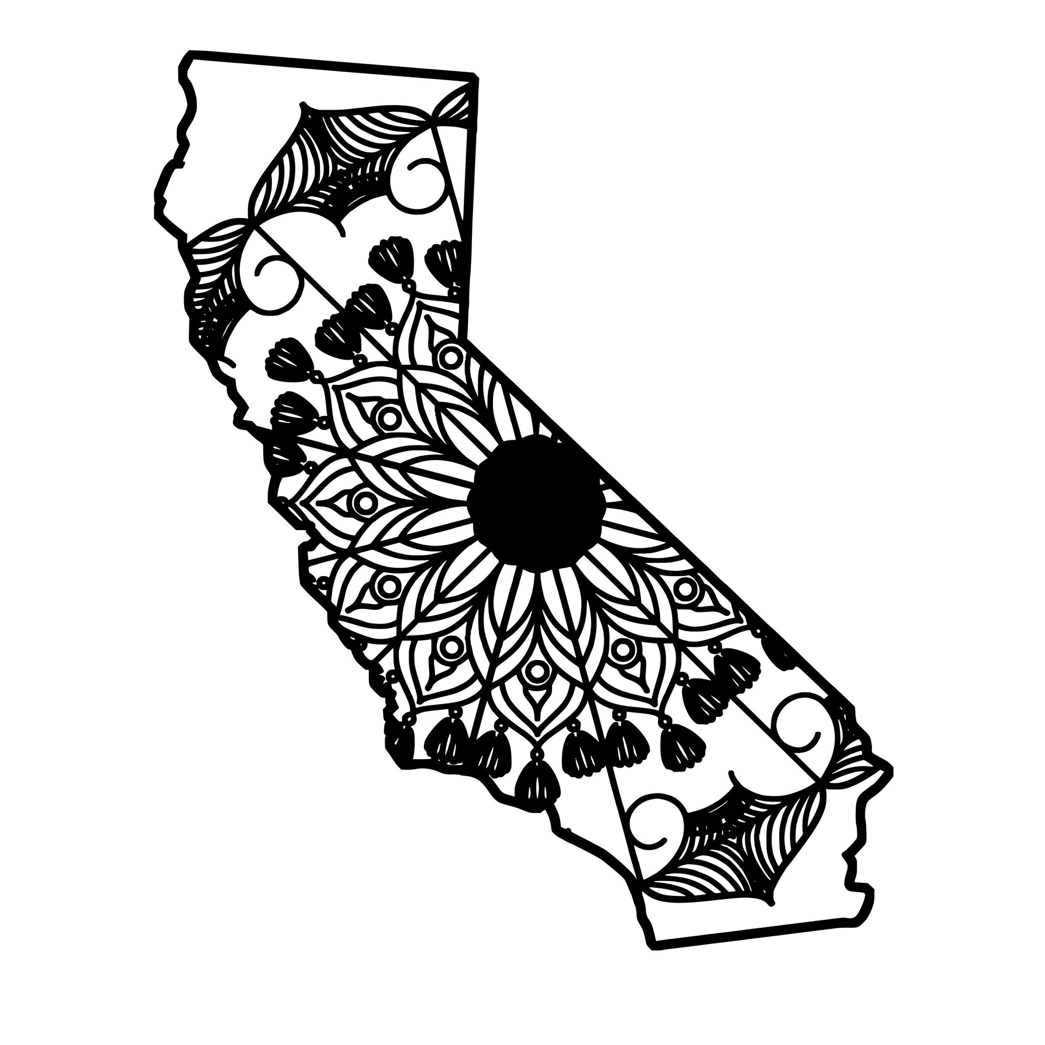 Download California Map Mandala Animal Svg T-Shirt Designs ...