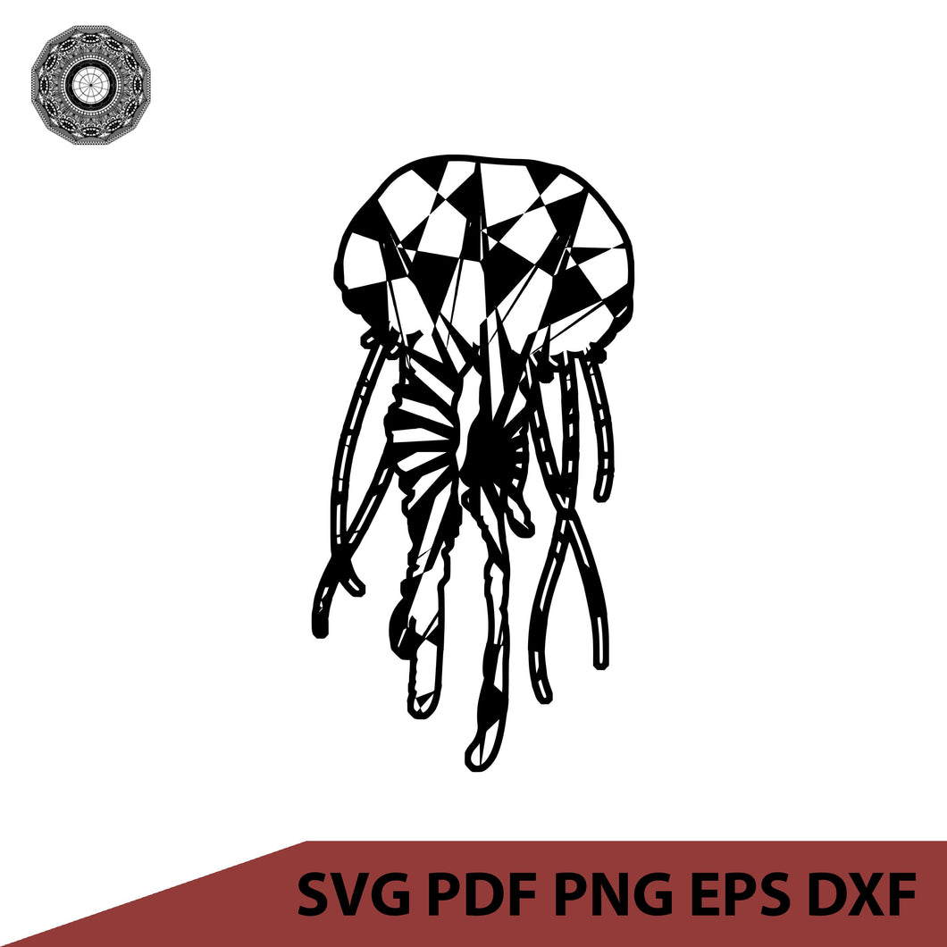 Download Cutting Files Silhouette Svg Pdf Mandala Jellyfish 1 Mandalasvg Com