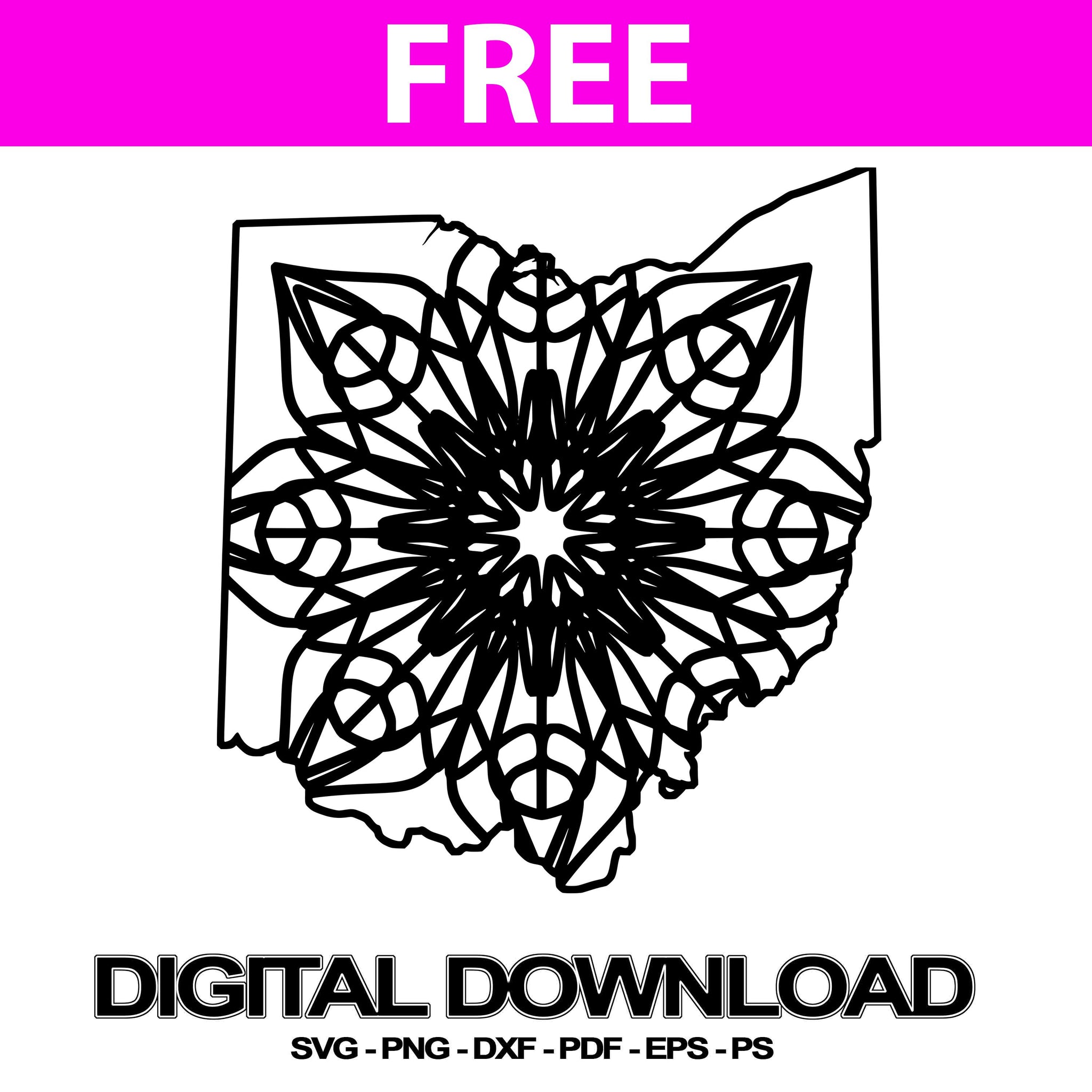 Download Ohio Map Svg Files For Silhouette Mandala Cut Files | Svg Free - Mandalasvg.com
