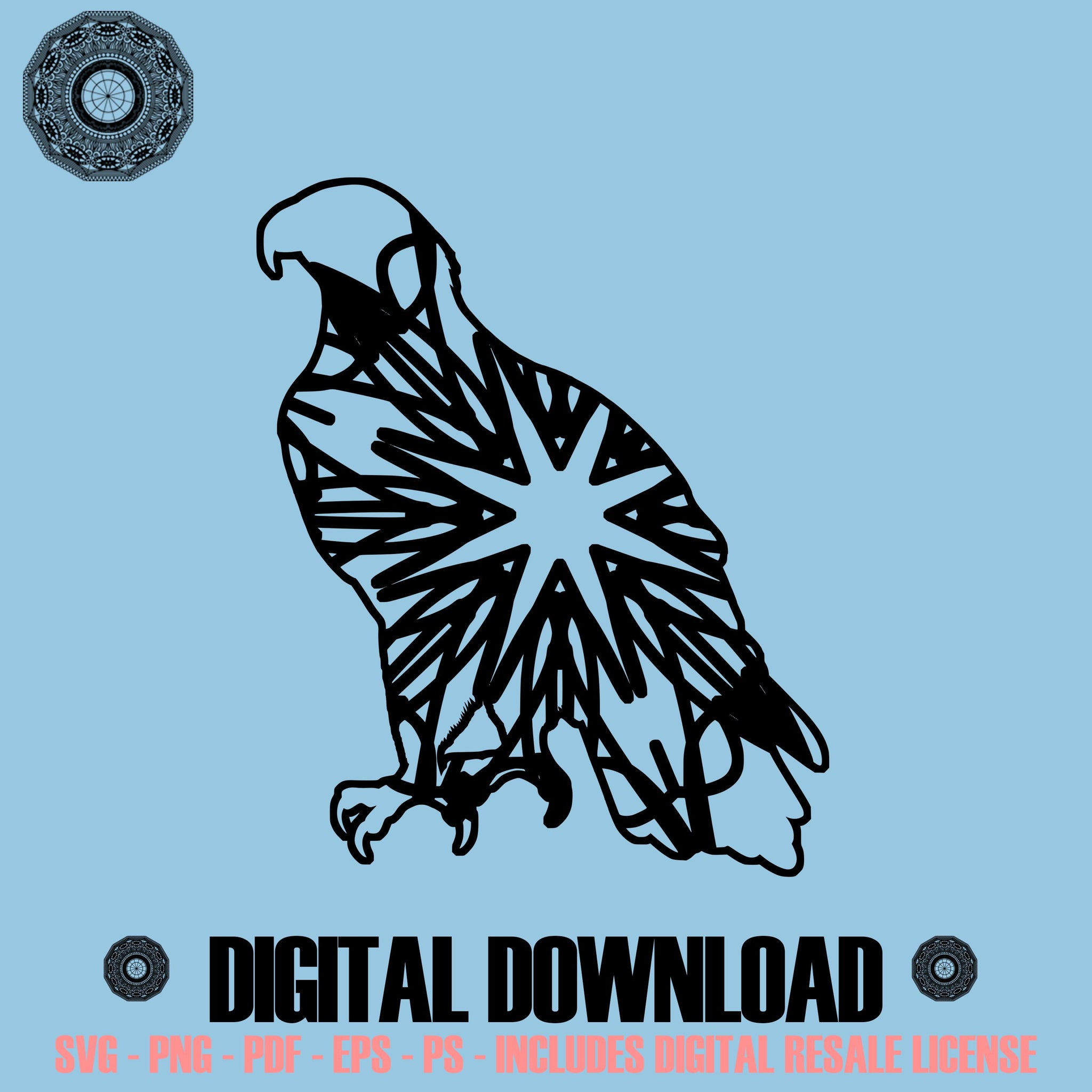 Download Standing Bald Eagle Mandala October Edition Svg Digital Picture Downlo Mandalasvg Com