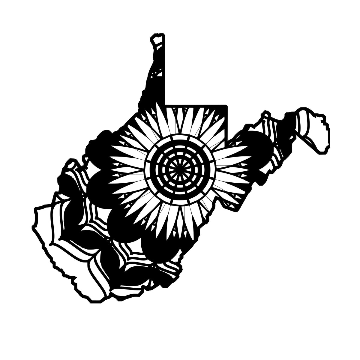 Download West Virginia Map Mandala Animals Svg - Mandalasvg.com