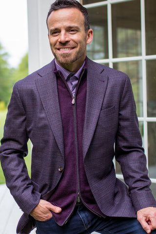 purple check sport coat