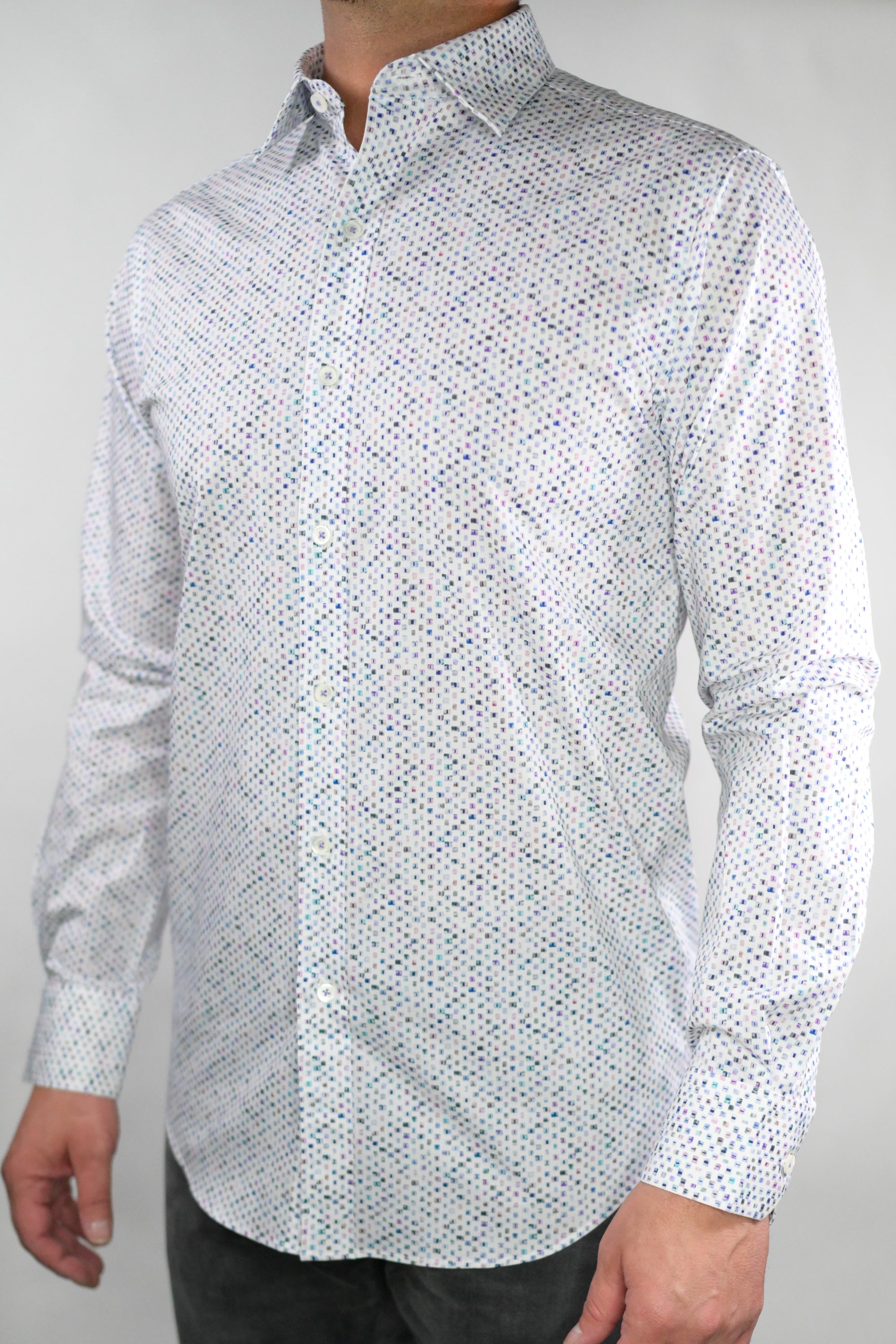 Bugatchi Comfort Stretch Confetti – Men\'s Clothiers Shirt Ticknors Print