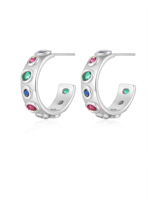 The Royale Stone Hoops - G and G Womens Boutique