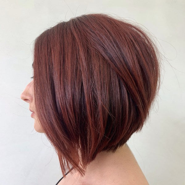 textured angled bob hairstyle straight