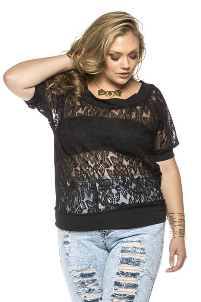 sheer floral lace top