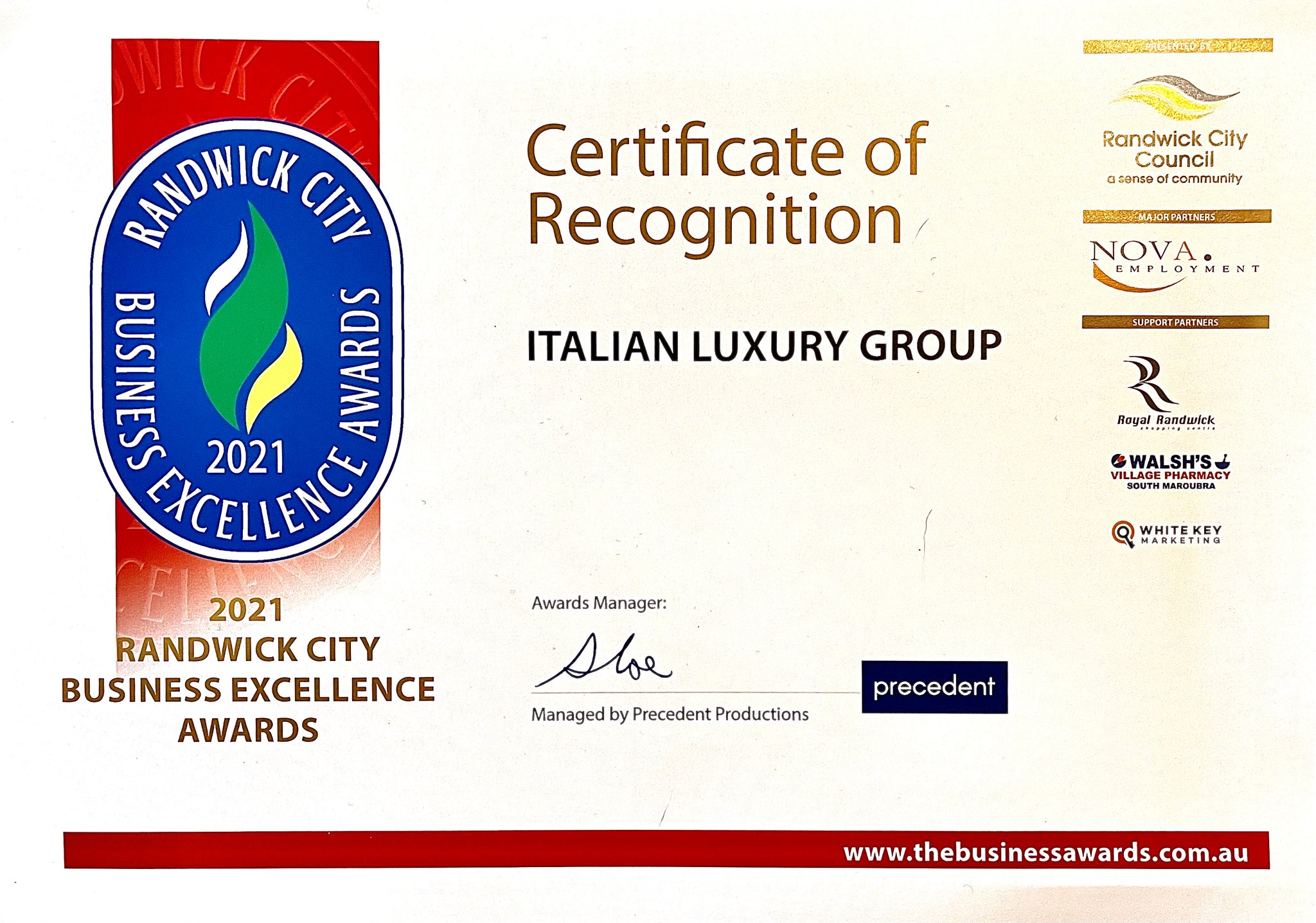 Award Italian luxury Group