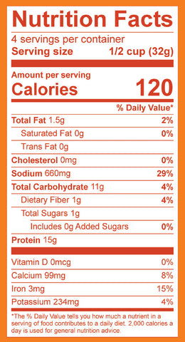 Plant-based Ground Taco Pack Nutrition Label