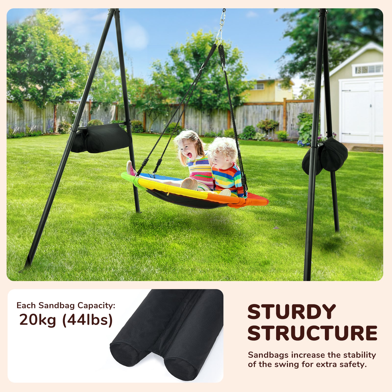 Trekassy 440lbs A-Frame Outdoor Swing Set Sandbag – Autojoy