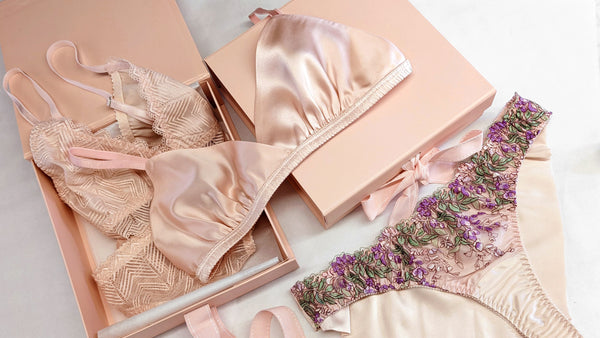 Luxury lingerie gifts for new mothers in silk and floral lace