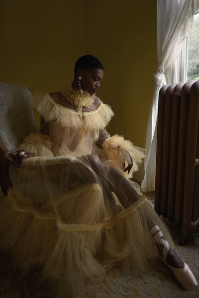 Ballet inspired shoot with corset and ruffled lingerie