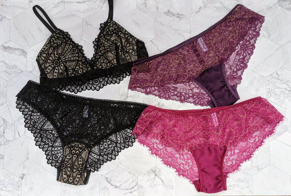 Mix & match lingerie sets in black and pink lace