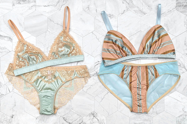 Pastel silk lingerie sets by luxury designer Angela Friedman