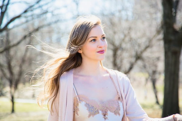 Silk and lace camisole with a cardigan for loungewear as outerwear styling