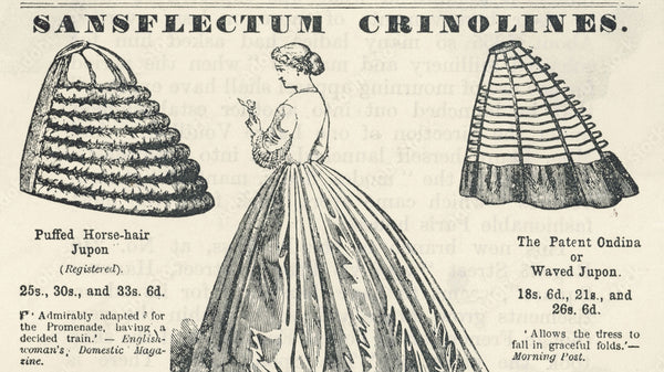 Advertisement for Victorian crinoline hoopskirts