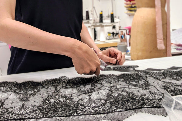 Behind the scenes of Angela Friedman lingerie sewing