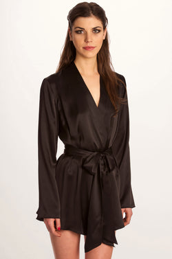 black silk dressing gown