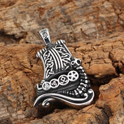 Nordic viking drakkar valknut helm of awe ship stainless steel amulet talisman pendant necklace