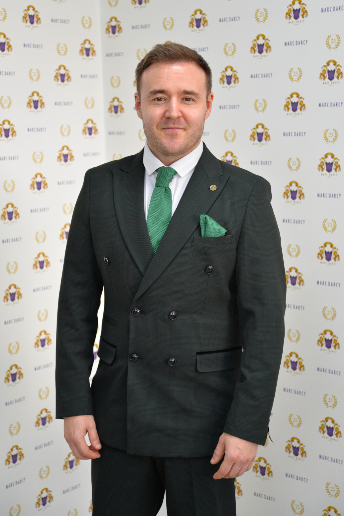 Coronation Street's Alan Hansall (Tyrone Dobbs) In BROMLEY Olive Green Double Breasted Suit