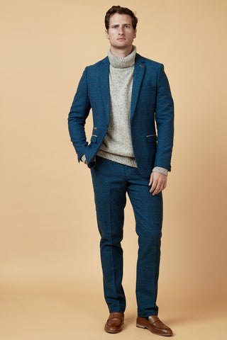 DION - Blue Tweed Check Two Piece Suit-SUITS-Marc Darcy-Marc Darcy