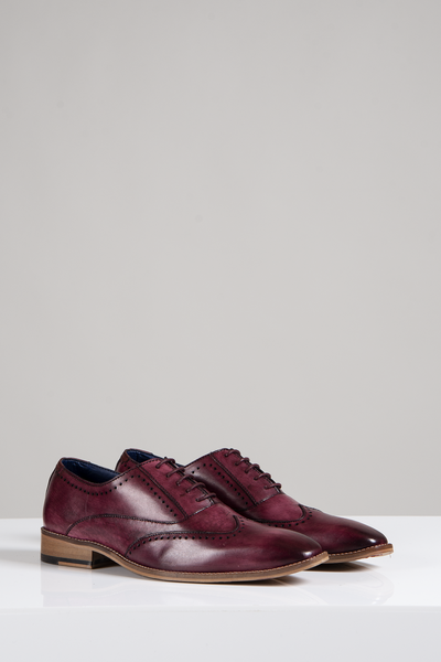 CARSON - Bordeaux Burgundy Wingtip Oxford Brogue Shoe-Shoes-Marc Darcy Menswear