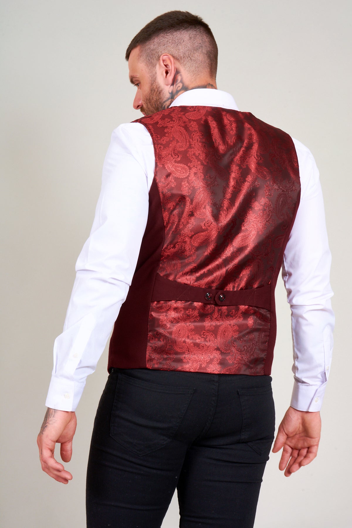 KELLY - Wine Double Breasted Waistcoat