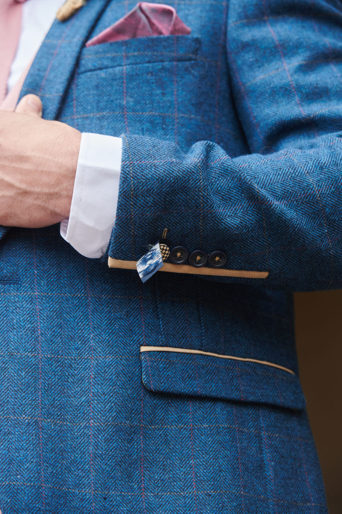 DION Blue Tweed Suit & Kelvin Cream Waistcoat – Marc Darcy