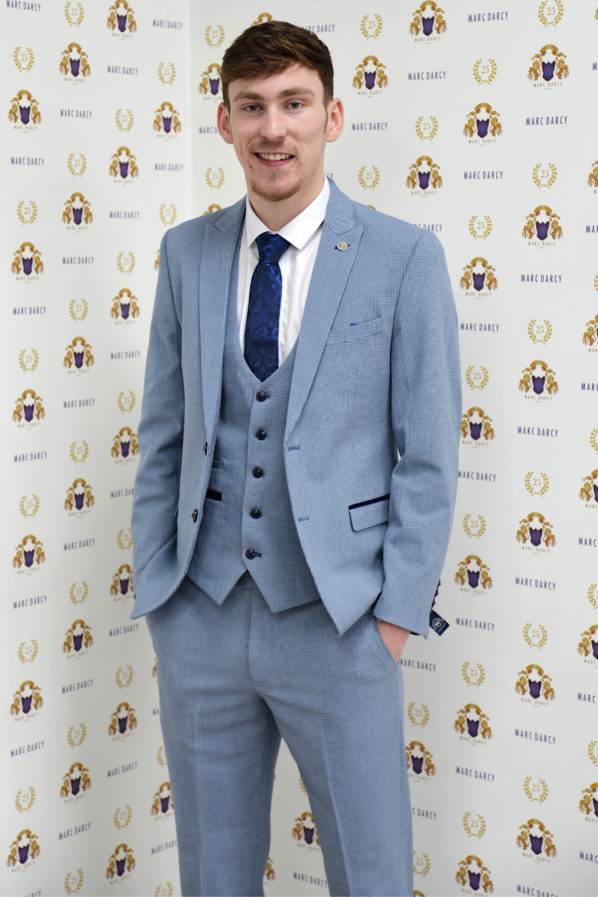 Everton Midfielder James Garner in Bromley Sky Three Piece Suit