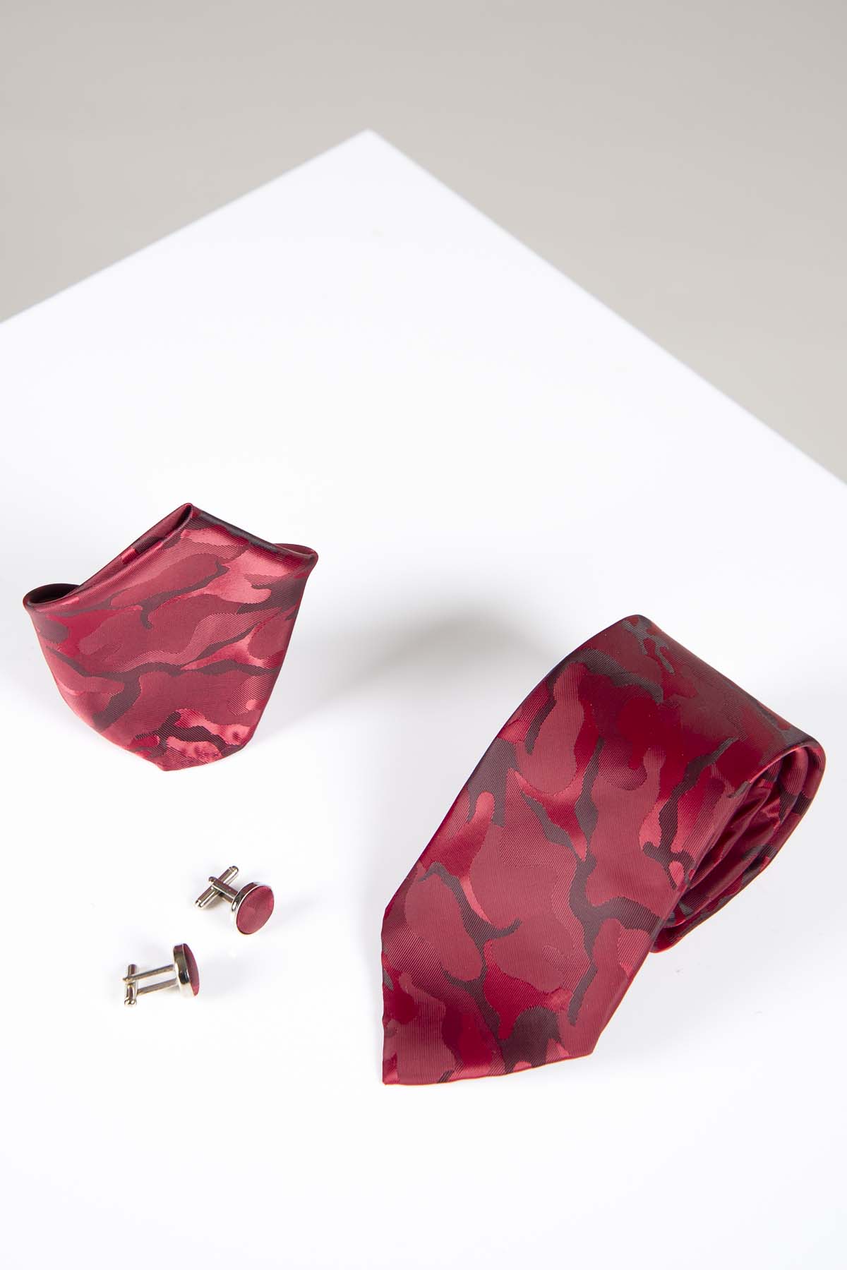 TS ARMY - Wine Camouflage Tie and Pocket Square Set