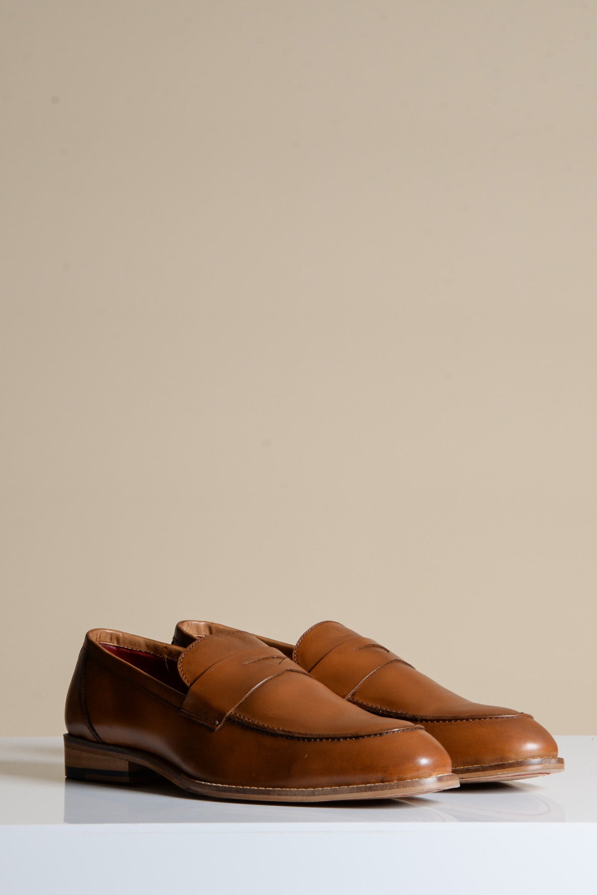 JASPER - Tan Leather Penny Loafer Shoe