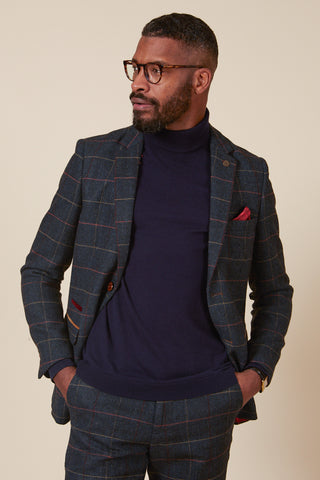 ETON - Navy Blue Tweed Check Blazer-BLAZERS-marcdarcy-Marc Darcy