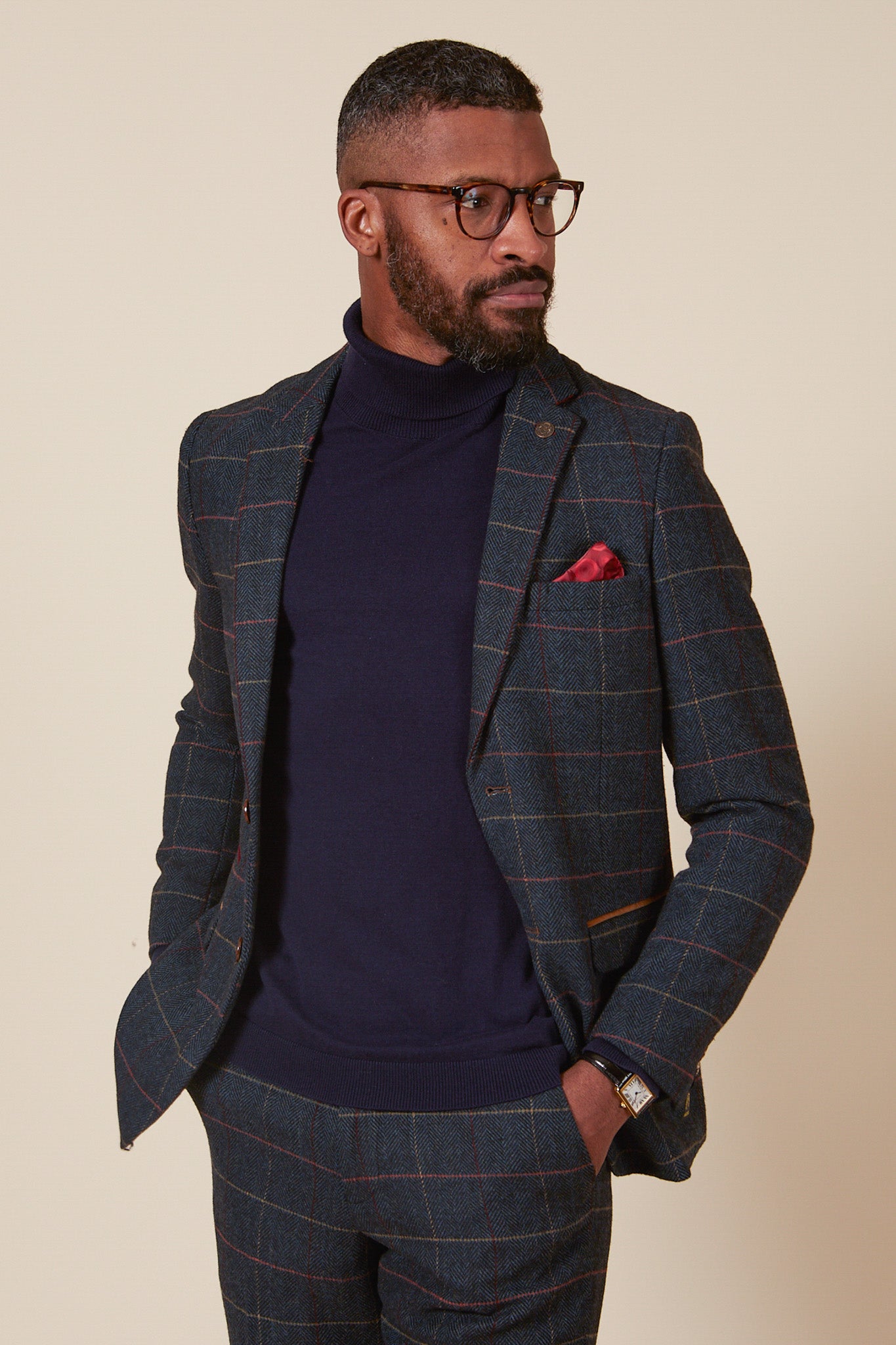 ETON - Navy Blue Tweed Check Blazer