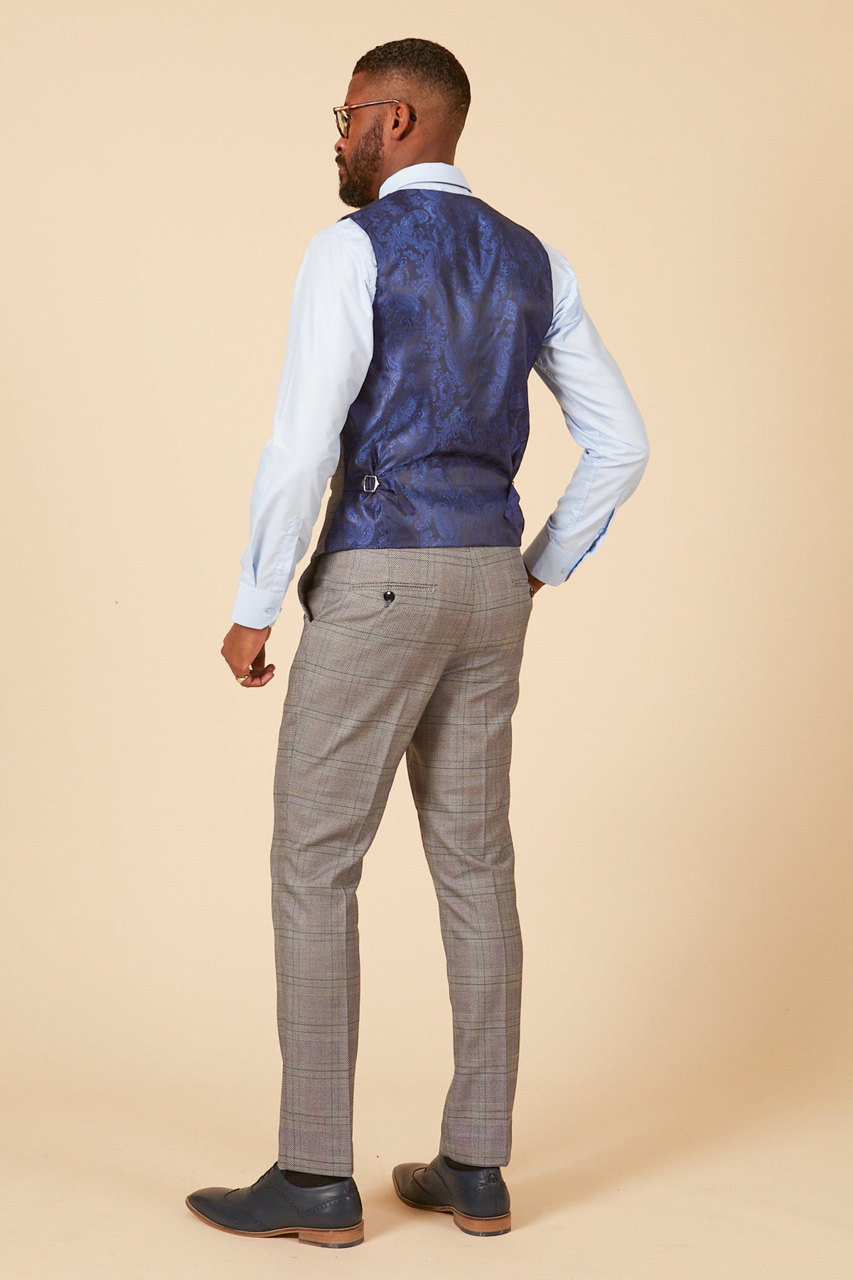 Navy Suit Grey Check Waistcoat - Tom Murphy's Formal and Menswear