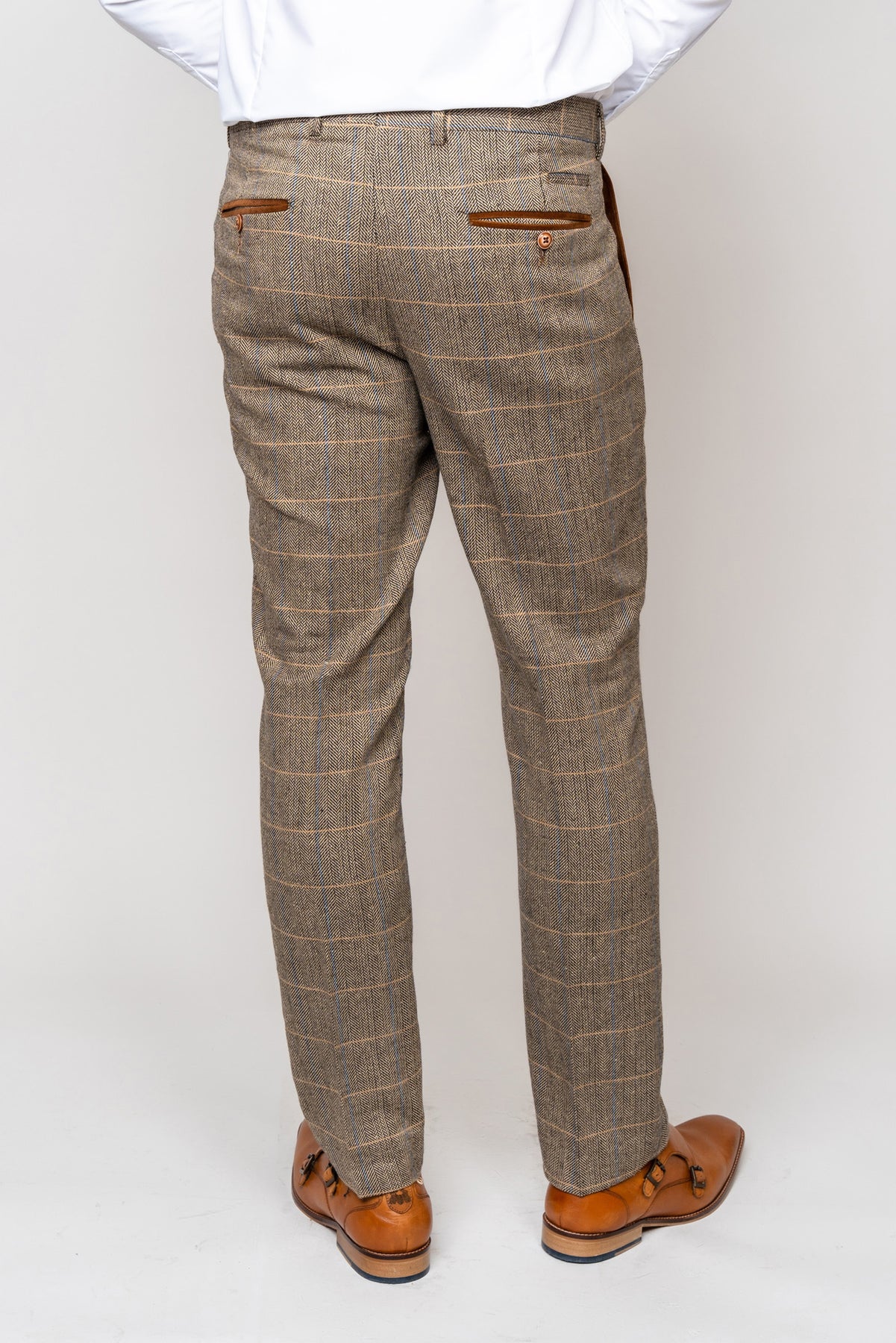 Marc Darcy - Ted Tan Tweed Trousers - Furbellow & Co