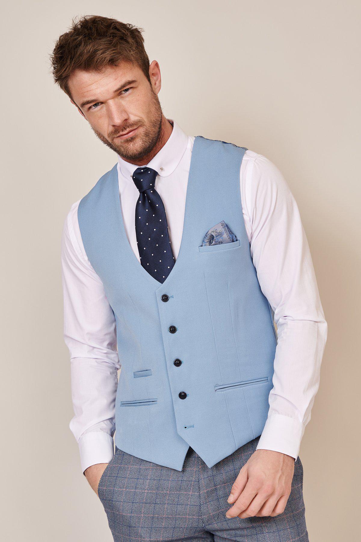 KELLY - Sky Blue Single Breasted Waistcoat